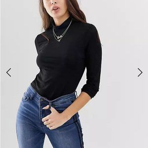 ASOS DESIGN TURTLENECK LONG SLEEVE TOP IN BLACK